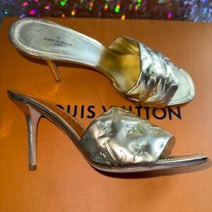 Louis Vuitton gold mules heels NWT - image 1